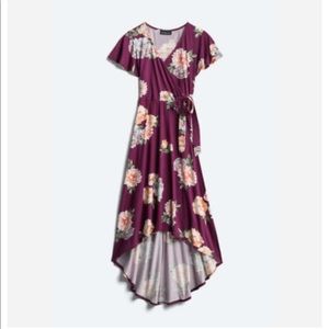 Fortune + Ivy Irene Faux Wrap Brushed Knit Maxi